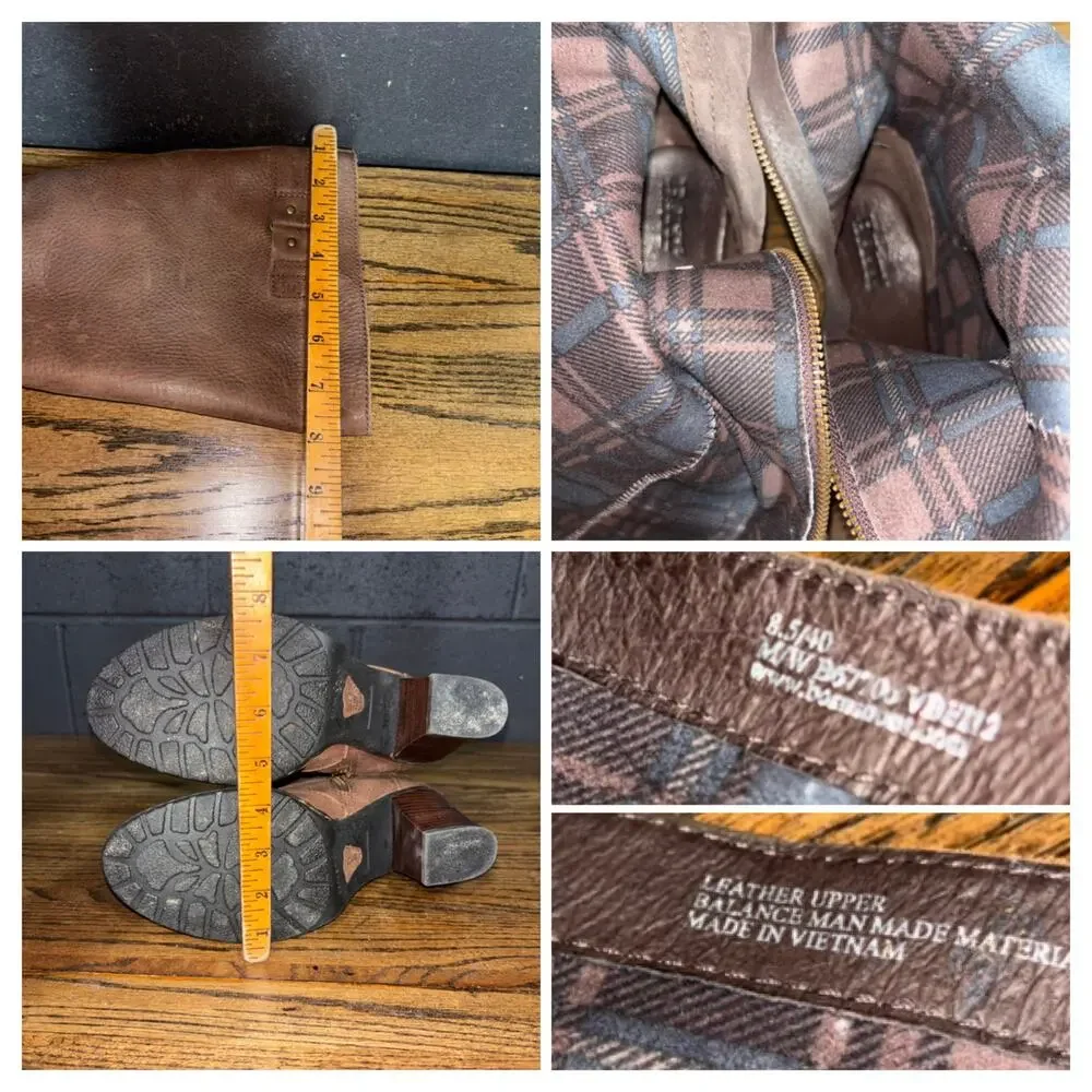 Born Tall Leather Boots Brown Riding Buckle Stacked Heel Size 8.5 - Picture 8 of 11